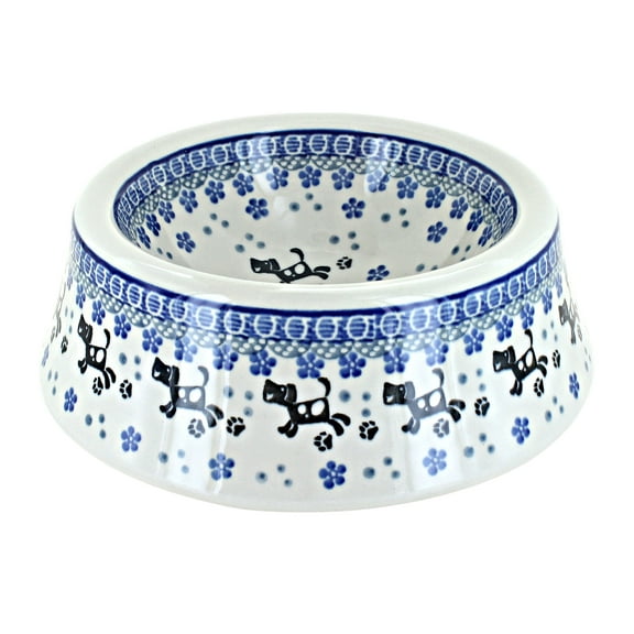 Blue Rose Polish Pottery Dog Bowl