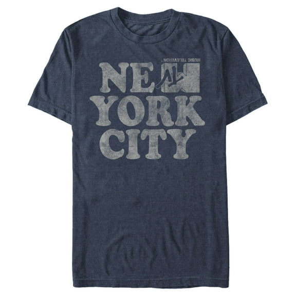 Men's MTV New York City Logo Graphic Tee Navy Blue Heather X Large