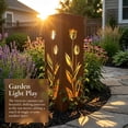 thumbnail image 5 of Rusty Metal Garden Column, 15.7 inches Garden Column Rust Steel Statue without Lid, Modern Garden Sculpture, Metal Patio Landscape Decor, Art Column for Lawn, Porch, Backyard Decoration, Style L, 5 of 9