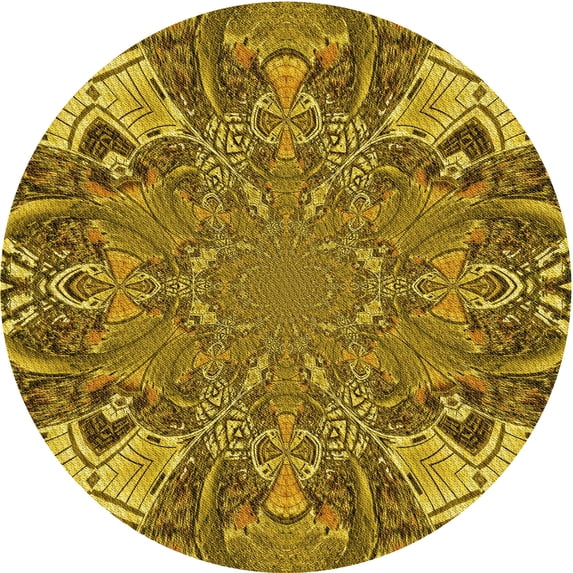 Ahgly Company Machine Washable Indoor Round Transitional Dark Bronze Brown Area Rugs, 7' Round