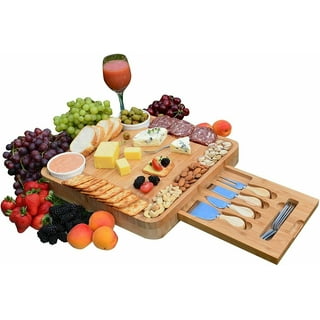 Rae Dunn Large Bamboo Charcuterie Board Set with Serving Forks and Platters