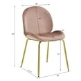 thumbnail image 3 of Costway Set of 2 Velvet Accent Chairs Dining Side Chairs w/Gold Metal Legs Pink, 3 of 10
