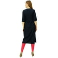 thumbnail image 5 of Phagun Blue Straight Kurti Classic Kurta Tassel Casual Indian Tunic Blouse - 10, 5 of 5