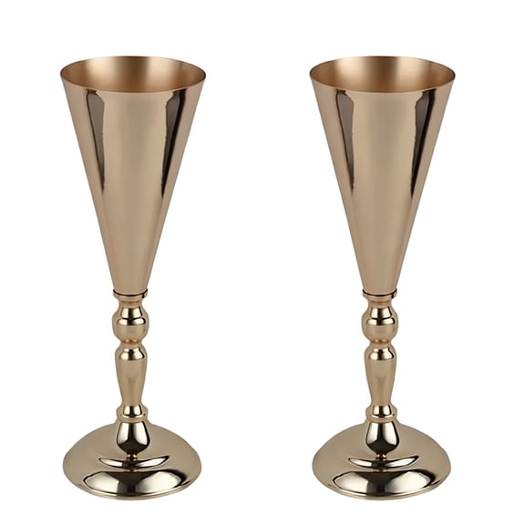 2 Pcs Gold Tall Vases for Centerpieces, Metal Trumpet Vases for Weddings, Candelabra Flower Stands, Elegant Wedding Metal Flower Stand for Hotel Restaurant Table Decorations