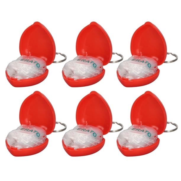 6 protectores faciales de reanimación cardiopulmonar, portátiles, higiénicos, de bolsillo, llavero