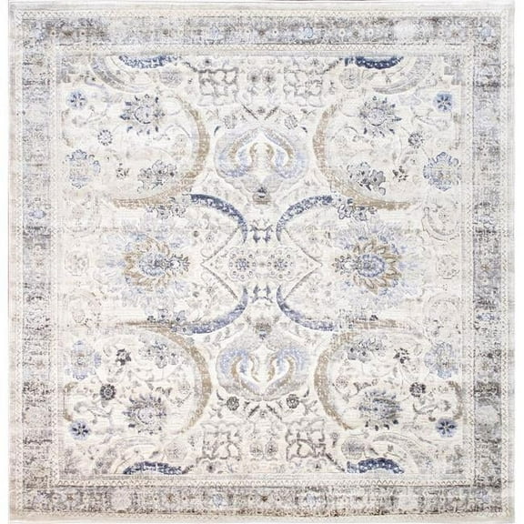 Pasargad Home  Pasargad Home Fantasia Collection Polypropylene Square Area Rug- 6' x 6' - Ivory