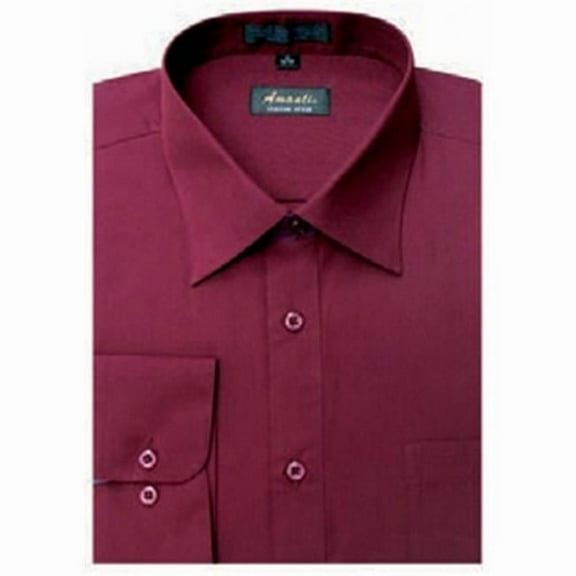 Amanti CL1009-17 1-2x34-35 Amanti Mens Wrinkle Free Burgundy Dress Shirt - Burgundy-17 1-2 x 34-35