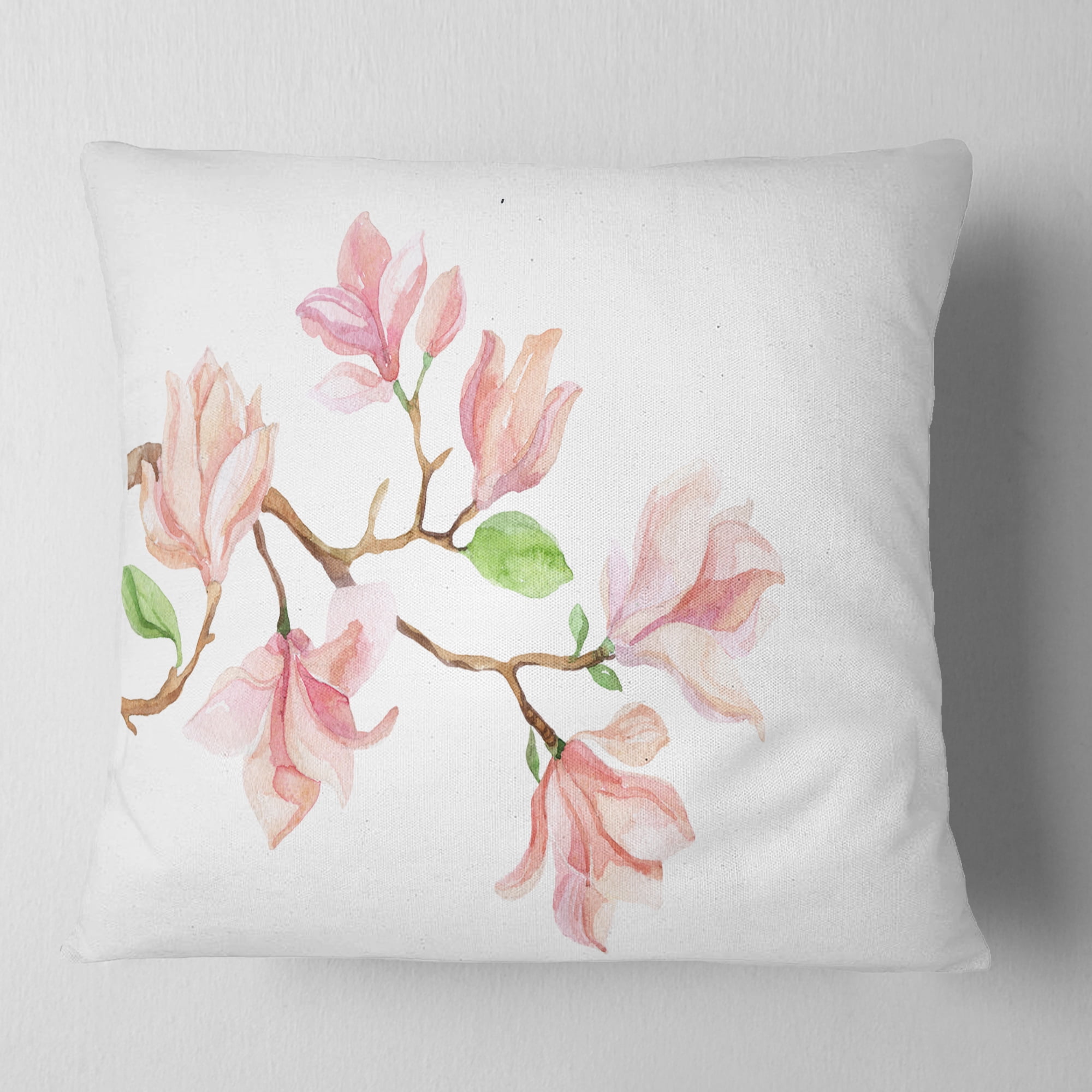 Designart Mongolia Flower Painting - Watercolor Floral Throw Pillow - 16x16