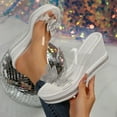 thumbnail image 4 of Dakaela Clear Sandals for Women White Platform Wedge Slides Rhinestone Summer Beach Flip Flops, 4 of 7