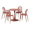 thumbnail image 2 of WestinTrends Playa 5-Piece Outdoor Indoor Metal Patio Dining Table Set With Stackable Polypropylene Patio Side Chairs, Red, 2 of 14