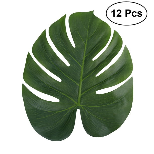 12pcs 35x29cm Artificial Tropical Palm Leaves Simulation Leaf For Hawaiian Luau Party Jungle Beach Theme Party Decorations Walmart Com Walmart Com
