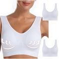 thumbnail image 3 of Bigersell Sport Bras 2 Pack Women Workout Running Yoga Bra No Underwire Ladies V-Neck Cami Bras Comfortable Soft Pullover Bras W-3-White M, 3 of 7