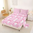 thumbnail image 2 of Manfei Happy Halloween Ghosts Queen Sheets,Pink Classic Checkered Print Queen Sheet Sets,4pcs,1 Flat Sheet, 1 Fitted Sheet and 2 Pillowcases, 2 of 6