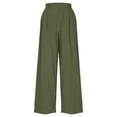 thumbnail image 4 of Lenpel Wide Leg Pants for Woman Elastic High Waisted Baggy Cotton Linen Pants Palazzo Casual Trousers with Pockets, 4 of 7