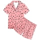 thumbnail image 5 of Odeerbi 2-12 Años Niños Niñas Pijama de Verano de Satén Con Solapa de Muesca Camisas de Manga Corta Conjunto de Shorts Suave Estampado San Valentín Amor Ropa de Dormir, 5 of 5