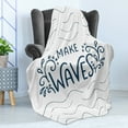 thumbnail image 4 of Make Waves Soft Flannel Fleece Throw Blanket, Summer Themed Words with Typography with Splashes and Wavy Lines, Cozy Plush for Indoor and Outdoor Use, 50" x 70", Dark Sky Blue White, by Ambesonne, 4 of 5