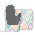 thumbnail image 2 of DouZhe Oven Mitts and Pot Holders Sets, Watercolor Geometric Rhombus Background Prints Non-Slip Heat Resistant Kitchen Oven Silicone Glove, 2 of 7