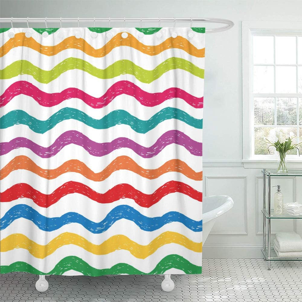 Rainbow Brightly Colored Shower Curtain 