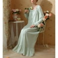 thumbnail image 4 of SWSMCLT Women's Long Sleeve Nightgown Sleeping Lightweight Pjs Cotton Pajamas Soft Vintage Long Princess Spandex Light Green X-Large, 4 of 4