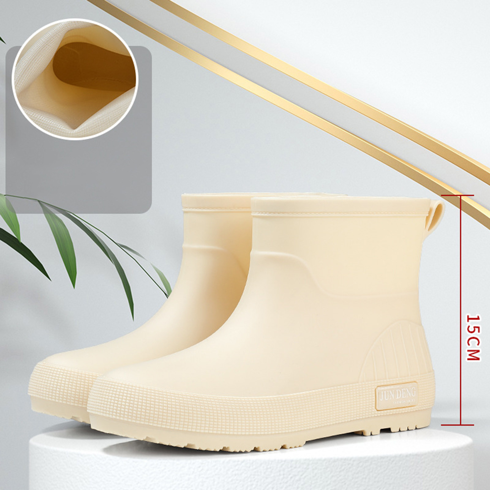 Taylonsss Women's Waterproof Rubber Rain Boots with Chunkys Heel for Fall and Winter Comfortable Height-Increasing Short Boots with Anti-Slip Sole for Outdoor Activities