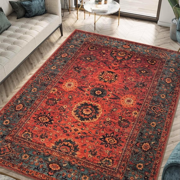 Alfombra Keen Home Design vintage de 5 x 7 pies, lavable a máquina