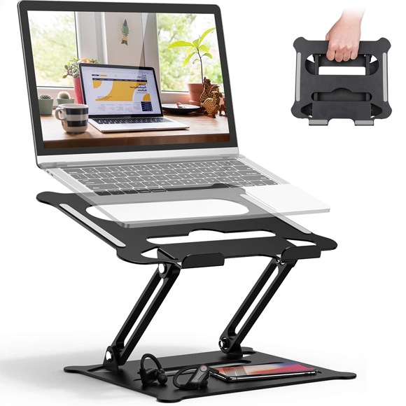 Adjustable Laptop Stand, Ergonomic Portable Computer Stand with Heat-Vent to Elevate Laptop, Heavy Duty Laptop Holder Compatible