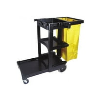 Rubbermaid Commercial Multi-Shelf Cleaning Cart, Three-Shelf, 20w x 45d x 38.25h, Black -RCP617388BK