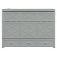 thumbnail image 4 of Queen Size Murphy Bed with Storage Drawers & USB Charging, Space-Saving Wall Bed Cabinet with Electrical Outlets, Modern Fold-Down Bed for Small Spaces, Brushed Gray, 4 of 11