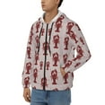 thumbnail image 3 of Zufioo Red Lobster With Claws Print Men's Hooded Cardigan, Zip-up Long-Sleeved Sweatshirt Jacket Sportswear-3X-Large, 3 of 5