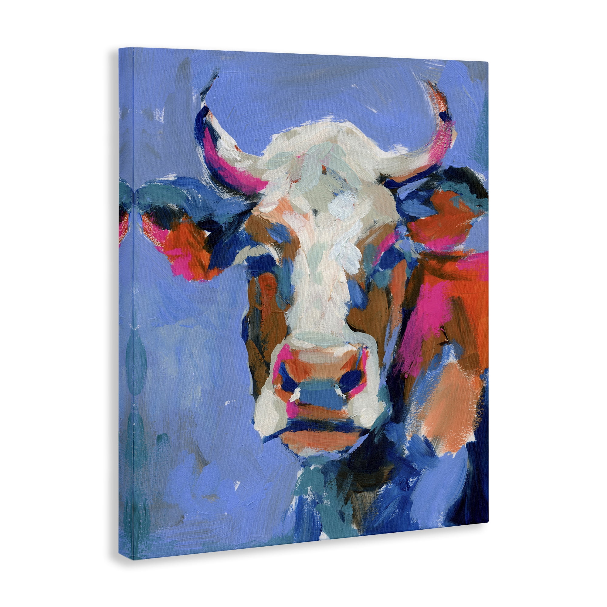 Stupell Industries Painterly Cow Portrait Animals & Insects Painting Gallery Wrapped Canvas Art Print Wall Art, 24 x 30