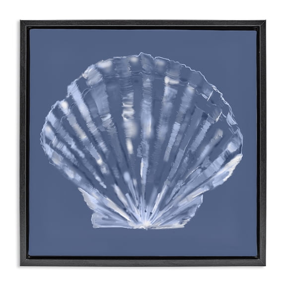 Stupell Industries Tropical Blue Nova Seashell Black Floating Frame Canvas Art, 18 x 18, by Julie DeRice