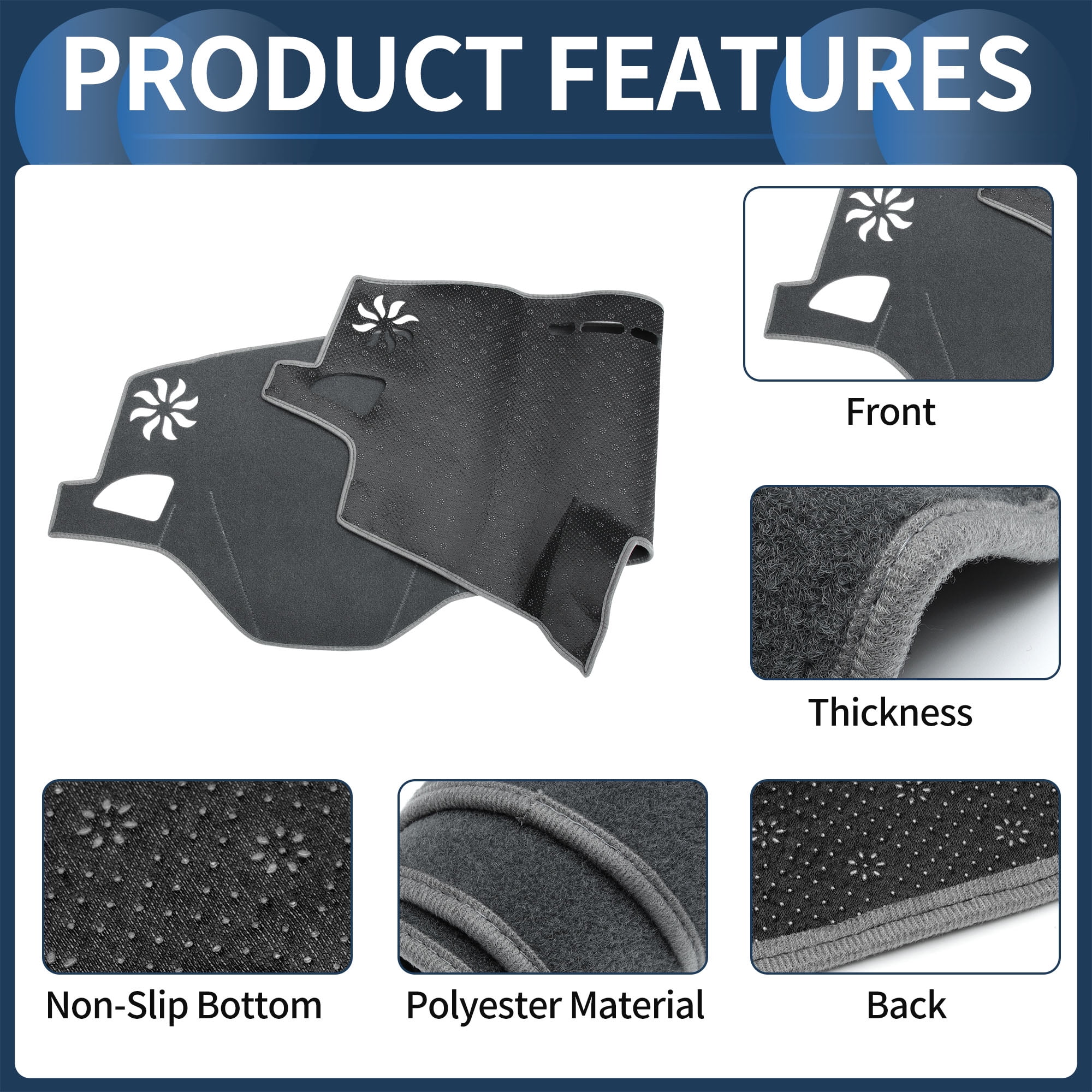 Dashboard Cover Dash Cover Mat Carpet for Subaru Outback 2015-2019 for Subaru Legacy 2015-2019 Polyester Gray