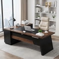 thumbnail image 3 of Modern L-Shaped Executive Desk 78-Inch Large Office Desk with Lateral File Cabinet and Storage Shelves Home Office Workstation Walnut Black, 3 of 8