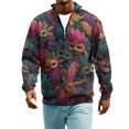 thumbnail image 6 of LNZGNM Mens Mardi Gras Shirt 1/4 Zip Big and Tall Carnival Graphic Printed Sweatshirts Stand Collar Long Sleeve Top Novelty Carnival Outerwear,Hot Pink S, 6 of 7