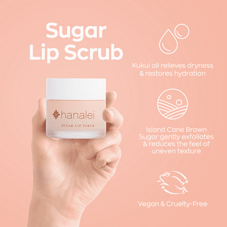 Hanalei Sugar Lip Scrub | Island Cane Sugar and Kukui Oil | Vegan and Cruelty-Free - 22g