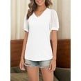 thumbnail image 5 of Womens Summer Casual Shirts Short Sleeve Tunic V Neck Trendy Blouses Tops, 5 of 5