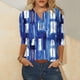 thumbnail image 1 of Fiudx Ofertas Relámpago Blusa Holgada con Estampado de Pascua y Cuello En V Retro de Manga Tres Cuartos a La Moda para Mujer, 1 of 5