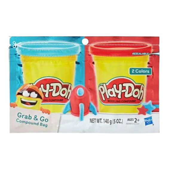 Play-Doh Grab & Go Compound Bag - 2 Colors Blue & Red 5oz