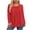 Red, variant on Lenpel Women's Plus Size Tops Trendy Long Sleeve Crew Neck Pleated Curved Hem Casual T-Shirts Loose Tunic Blouses