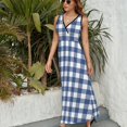 thumbnail image 6 of Navy Blue White Buffalo Check Geometric Plaid Sleeveless Dress Summer Women Clothes Dress for Pregnant Women Dresses, 6 of 9