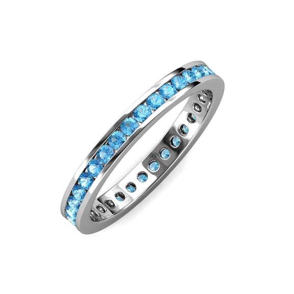 TriJewels 1.13 ctw Round Blue Topaz (2.40 mm) Eternity Band in 10K Gold