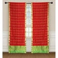 thumbnail image 2 of 2 Red Bohemian Indian Sari Curtains Rod Pocket Living Room  43W x 108L, 2 of 4