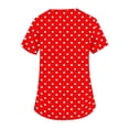 thumbnail image 6 of Scrubs For Women Polka Dot Print Short Sleeve Medical Scrub Top With Dual Patch Pockets Cozy Breathable Workwear Uniform Tops Red 2XL, 6 of 6