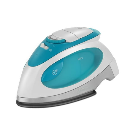 Sunbeam Travel Steam Iron, 1080 Watt Dual Voltage, Portable Non-Stick Soleplate, White-Teal