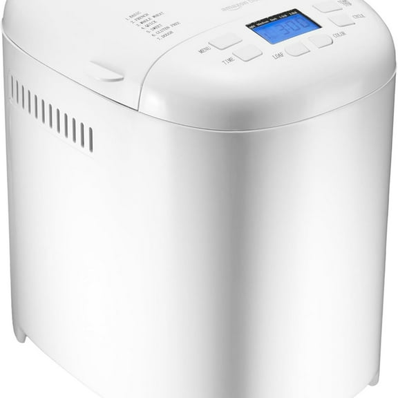 Programmable Bread Maker, 2 Pound Non-Stick Automatic Bread Making Machine, 14 Settings for Breads, Doughs, Gluten-Free Options and More, LCD Display, White
