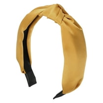 Unique Bargains Silk Knotted Headband Hairband for Women Yellow 1.2 Inch Wide 1 Pcs