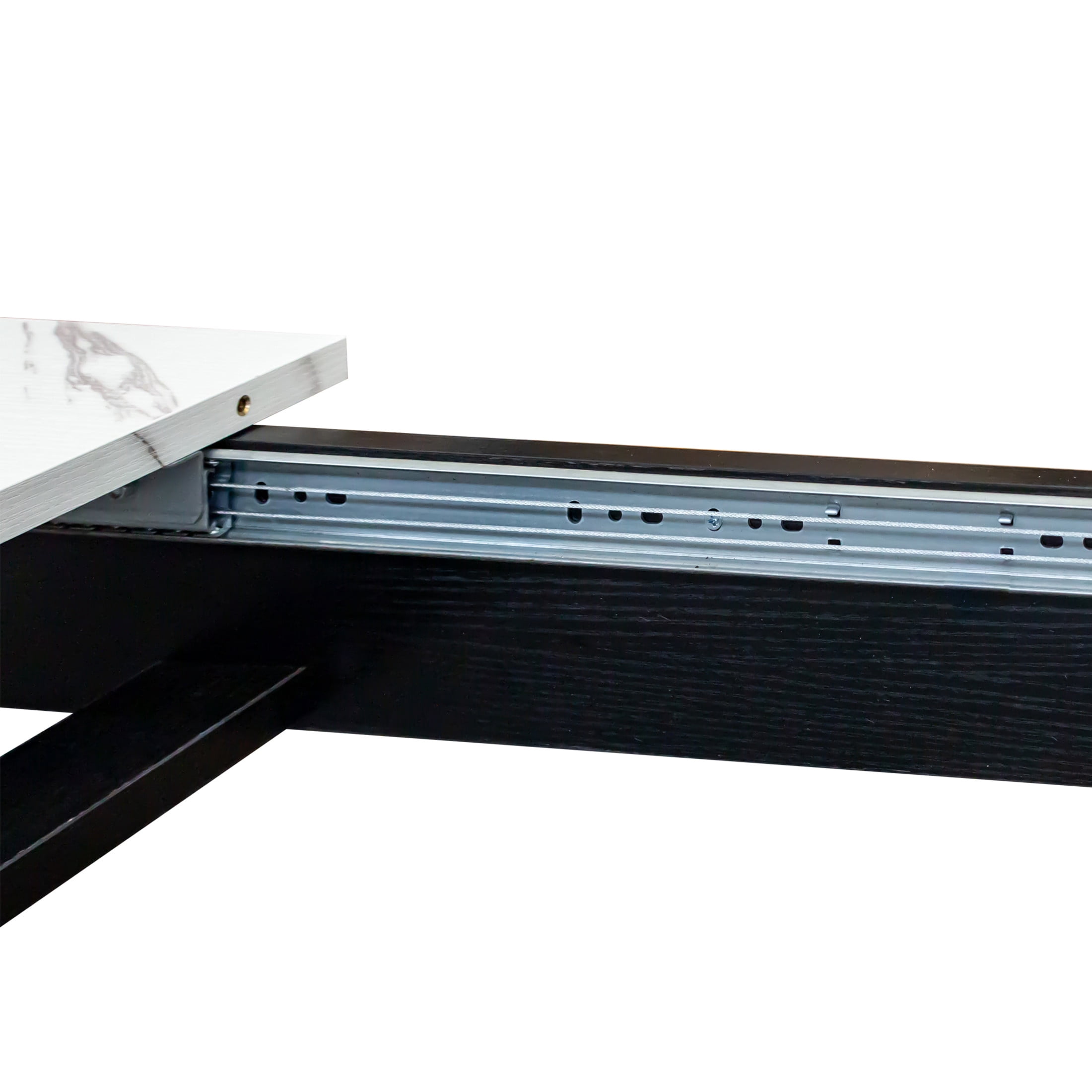 Noble House Brixo 106.3" Large Extendable Dining Table, Modern Wooden Kitchen Table for Small Spaces, White & Black