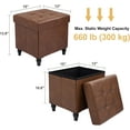 thumbnail image 2 of Storage Ottoman Bench, 15 Inches Foldable Ottoman Foot Stool with Legs, PU Leather Footrest for Living Room, Bedroom, Dorm (Brown), 2 of 14