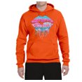thumbnail image 2 of Wild Bobby, Dripping Lipstick Lips Cute Pink Blue Lips Gift Beauty Makeup Lover, Streetwear, Unisex Graphic Hoodie Sweatshirt, Orange, 3XL, 2 of 3