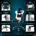 thumbnail image 3 of CAPHAUS Ergonomic Gaming Chair, High Back PU Leather Office Chair, Backrest and Seat Height Adjustable Video Game Chair, Swivel Recliner w/ Headrest, Armrest, and Lumbar Support, White, Diamond, 3 of 9